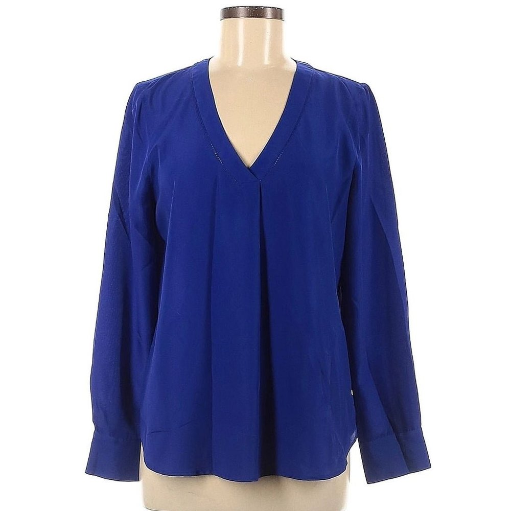 J. Crew Cobalt Royal Blue V-Neck Relaxed Fit Blouse Size Small